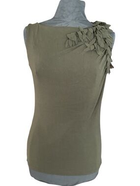 Anne Klein Sleeveless Olive Leaf-Accent Women's Top, Size M